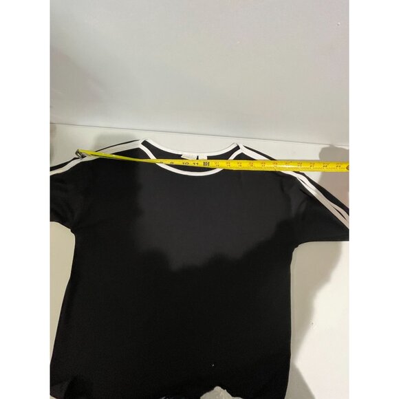 Chicos Black & White Asymmetrical Top With Side Slits & Tie Hem Size 0 - Picture 9 of 12